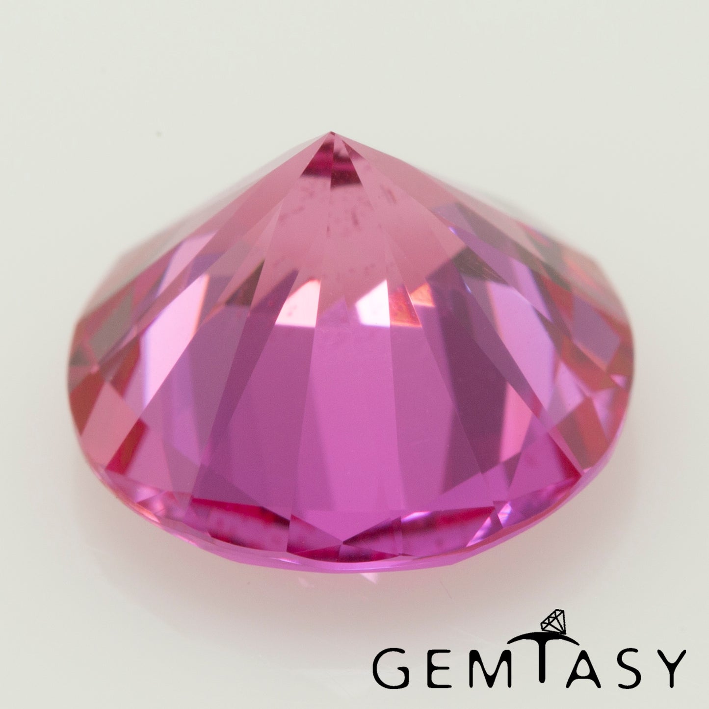 Pierre taillée - Saphir Padparadscha Czochralski (Tiré) cultivé en laboratoire, facette Rond 8mm 2,22ct