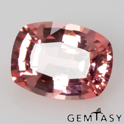 Cut stone - Sapphire Padparadscha Czochralski (Pulled) lab grown, facet Cushion 8x6mm 1.73-1.86ct