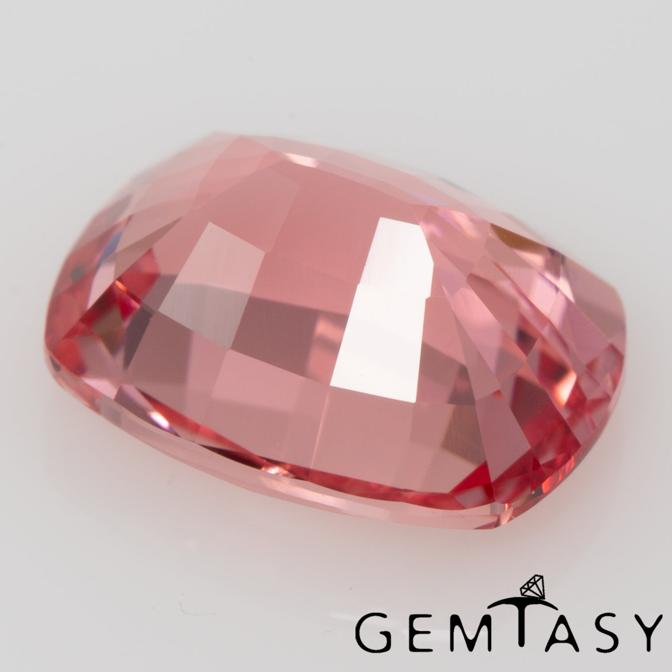Cut stone - Sapphire Padparadscha Czochralski (Pulled) lab grown, facet Cushion 8x6mm 1.73-1.86ct