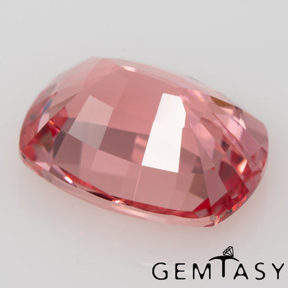 Cut stone - Sapphire Padparadscha Czochralski (Pulled) lab grown, facet Cushion 8x6mm 1.73-1.86ct