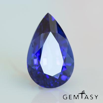 Pierre taillée - Saphir Bleu Royal Czochralski (Tiré) cultivé en laboratoire, facette Poire 12x7.5mm 4,34ct