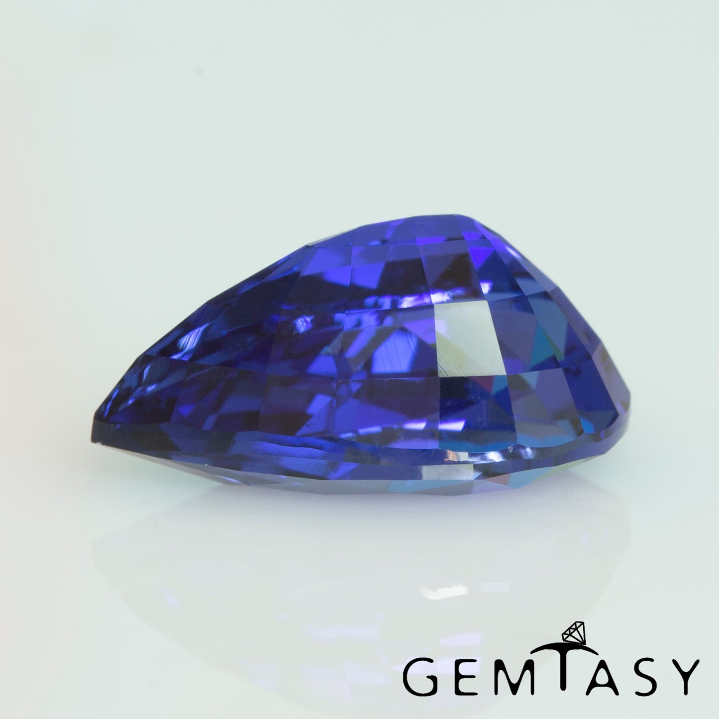 Cut stone - Sapphire Royal Blue Czochralski (Pulled) lab grown, facet Pear 12x7.5mm 4.34ct