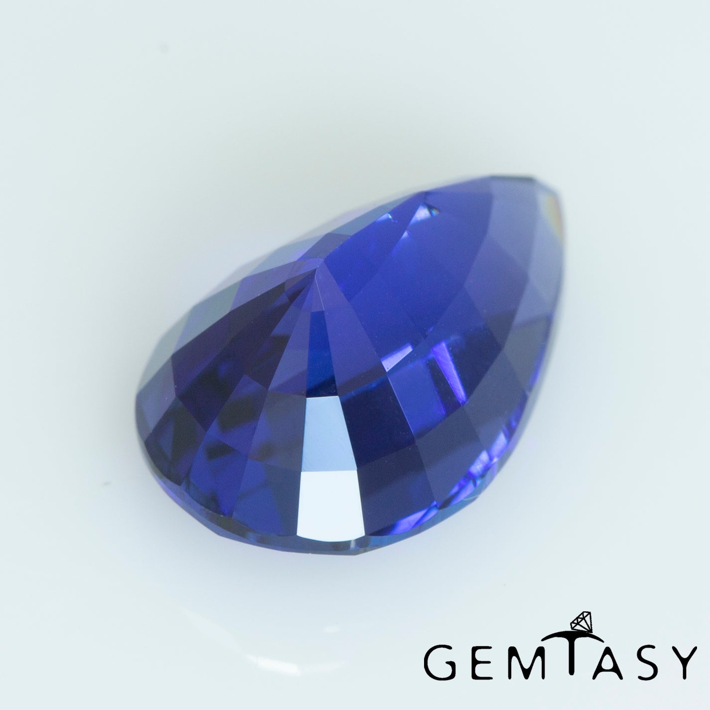 Cut stone - Sapphire Royal Blue Czochralski (Pulled) lab grown, facet Pear 12x7.5mm 4.34ct