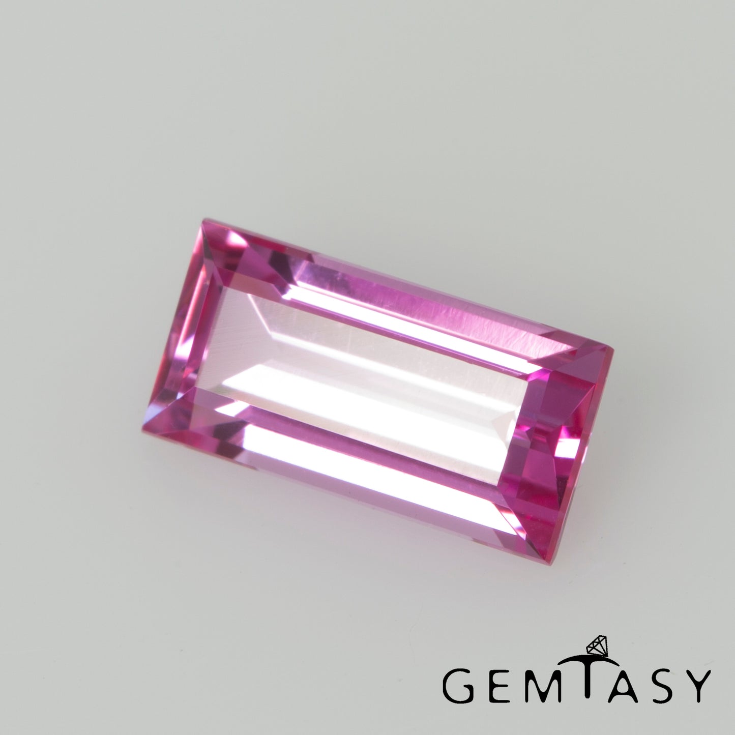 Piedra tallada - Zafiro Rosa Czochralski (Extraído) cultivado en laboratorio, facetado Baguette 8x4mm 1.18ct