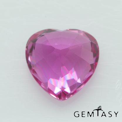 Cut stone - Sapphire Pink Czochralski (Pulled) lab grown, facet Heart 8x8mm 2.93ct