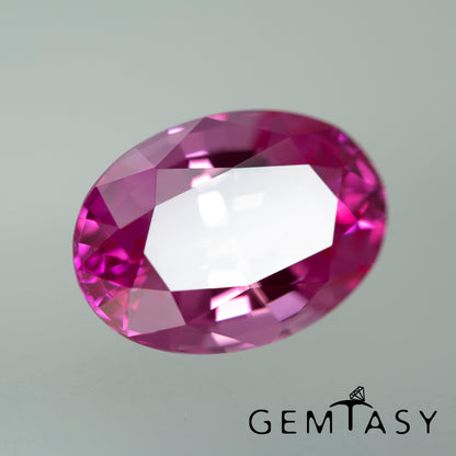 Cut stone - Sapphire Pink Czochralski (Pulled) lab grown, facet Oval 14x10mm 8.63ct