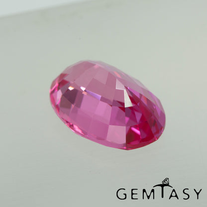 Cut stone - Sapphire Pink Czochralski (Pulled) lab grown, facet Oval 14x10mm 8.63ct