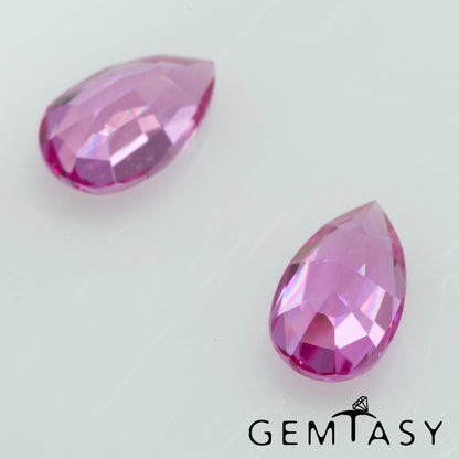 Cut stone - Sapphire Pink Czochralski (Pulled) lab grown, facet Pear 8x5mm 1.35-1.45ct