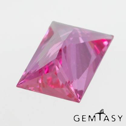 Cut stone - Sapphire Pink Czochralski (Pulled) lab grown, facet Baguette 11x7mm 3.04ct