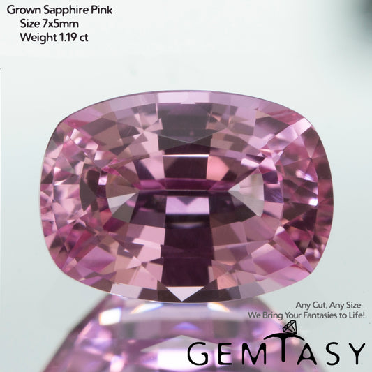 Piedra tallada - Zafiro Rosa Czochralski (Extraído) cultivado en laboratorio, facetado Cojín 7x5mm 0,98-1,24ct