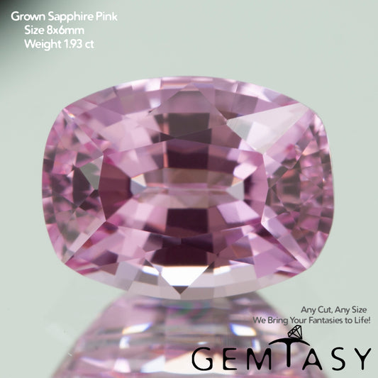 Piedra tallada - Zafiro Rosa Czochralski (Extraído) cultivado en laboratorio, facetado Cojín 8x6mm 1,82-2,03ct