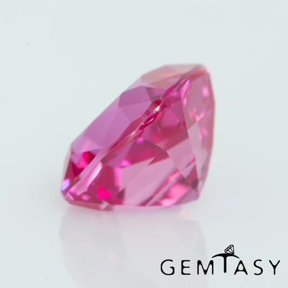 Cut stone - Sapphire Pink Czochralski (Pulled) lab grown, facet Cushion 9x9mm 5.20ct