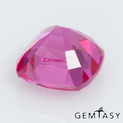 Cut stone - Sapphire Pink Czochralski (Pulled) lab grown, facet Cushion 9x9mm 5.20ct