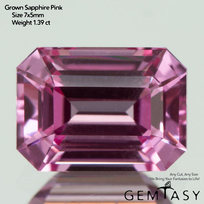 Cut stone - Sapphire Pink Czochralski (Pulled) lab grown, facet Octagon 7x5mm 1.12-1.39ct