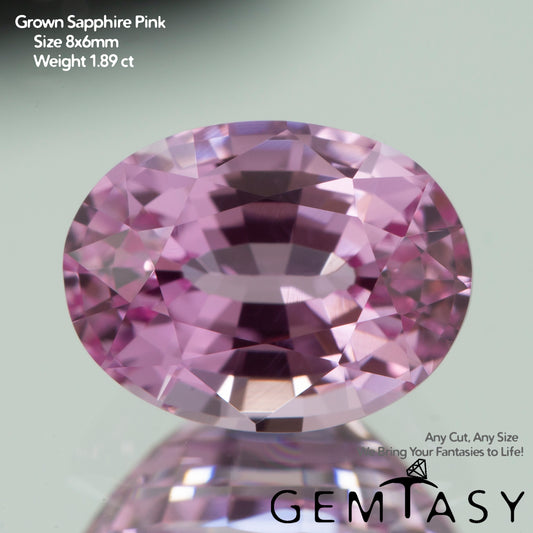 Piedra tallada - Zafiro Rosa Czochralski (Extraído) cultivado en laboratorio, facetado Oval 8x6mm 1,84-1,98ct