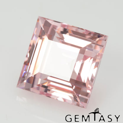 Cut stone - Sapphire Pink light Czochralski (Pulled) lab grown, facet Square 14x14mm 21.35-23.41ct