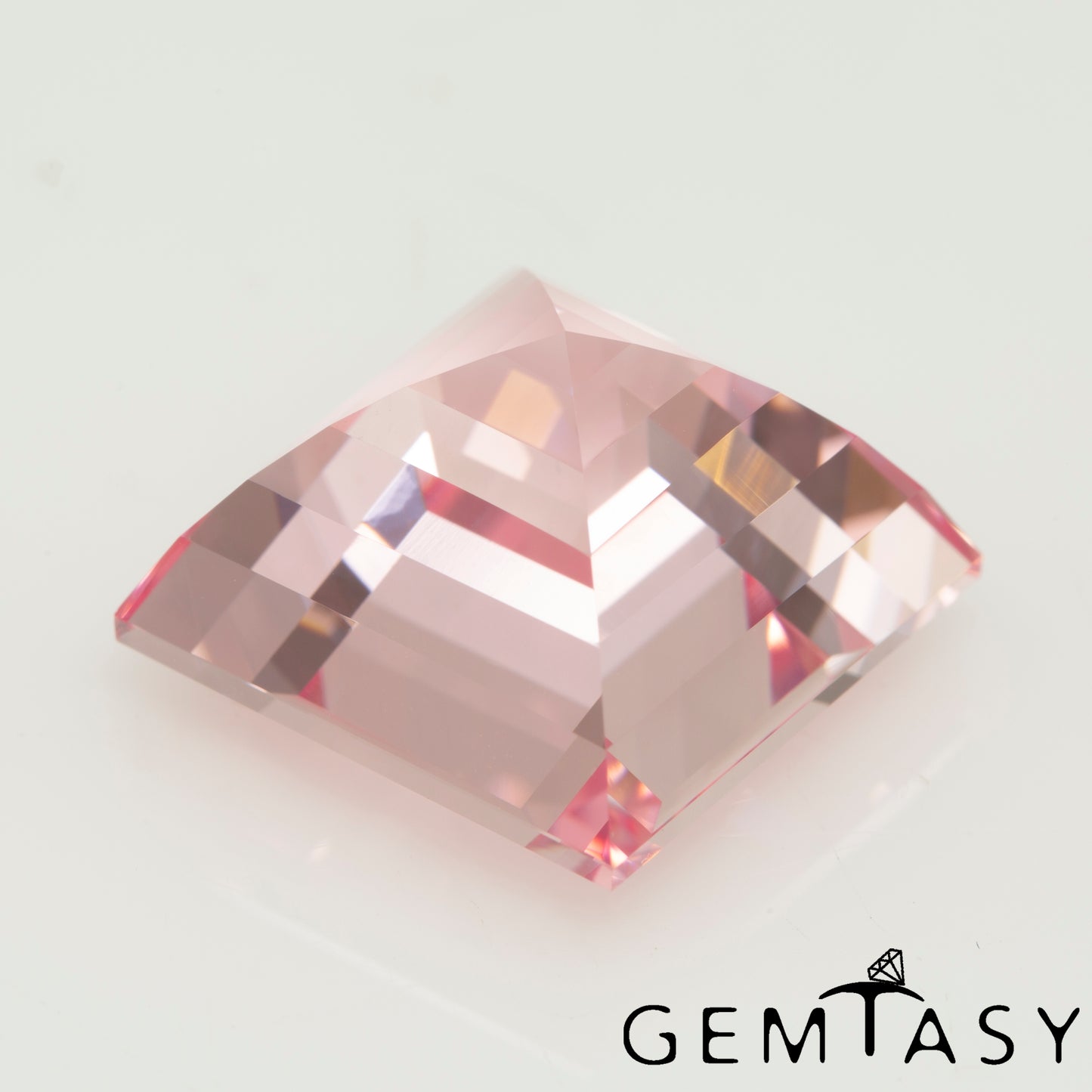 Cut stone - Sapphire Pink light Czochralski (Pulled) lab grown, facet Square 14x14mm 21.35-23.41ct