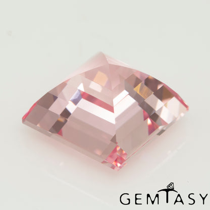 Cut stone - Sapphire Pink light Czochralski (Pulled) lab grown, facet Square 14x14mm 21.35-23.41ct