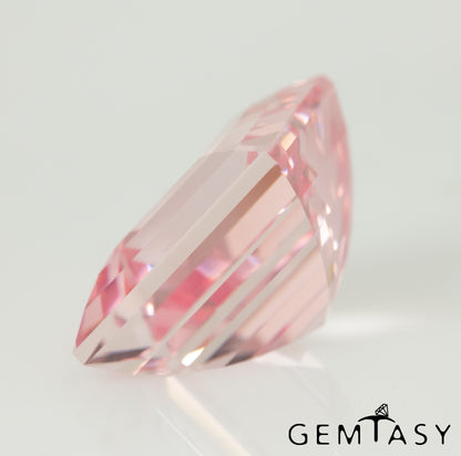 Cut stone - Sapphire Pink light Czochralski (Pulled) lab grown, facet Square 14x14mm 21.35-23.41ct