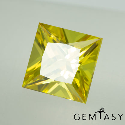 Piedra tallada - Zafiro Amarillo Czochralski (Extraído) cultivado en laboratorio, facetado Princesa 11x11mm 7.78ct