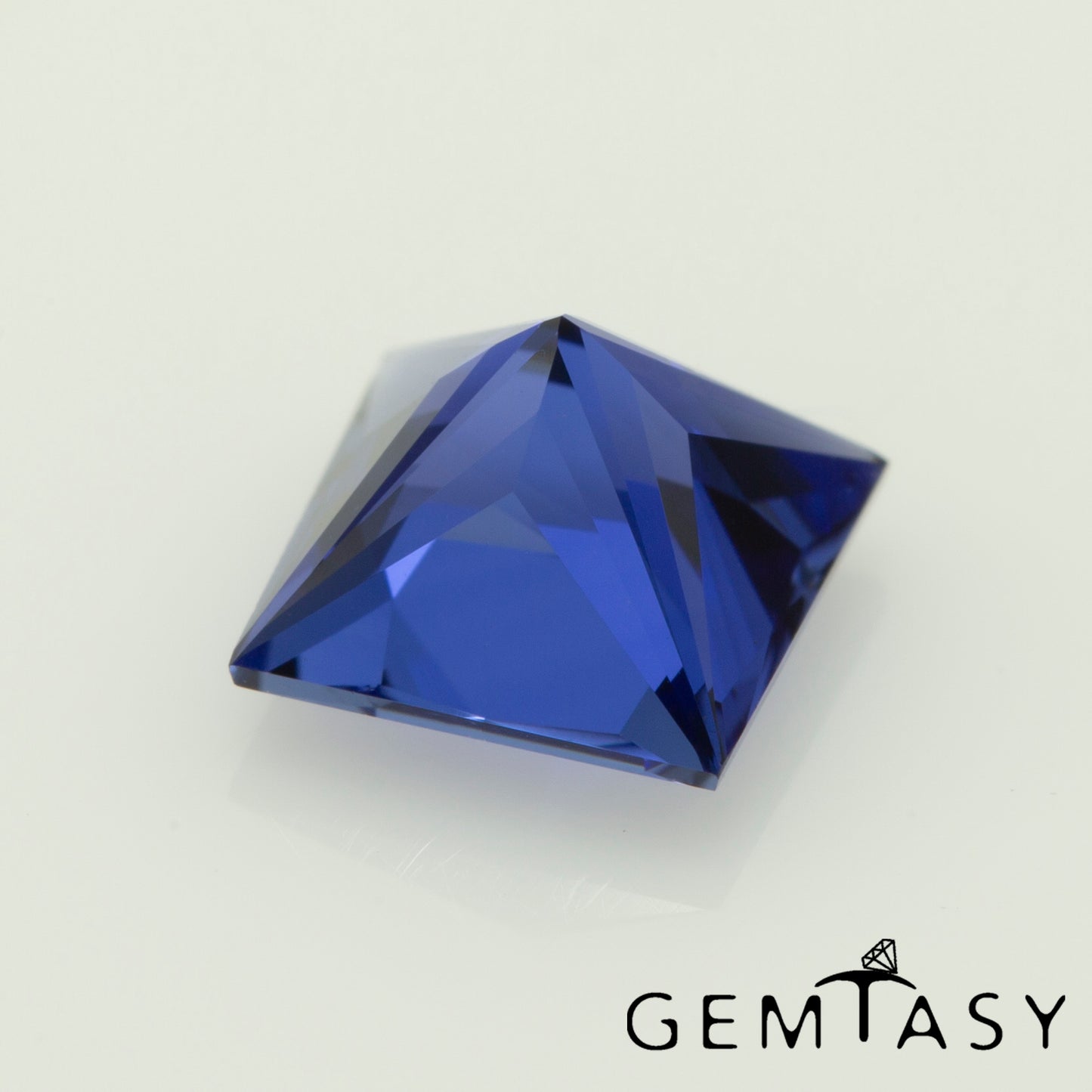 Cut stone - Sapphire Royal Blue Czochralski (Pulled) lab grown, facet Princess 6x6mm 1.48ct