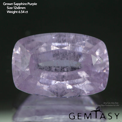 Piedra tallada - Zafiro Violeta Czochralski (Extraído) cultivado en laboratorio, facetado Cojín 12x8mm 5,93-6,54 ct