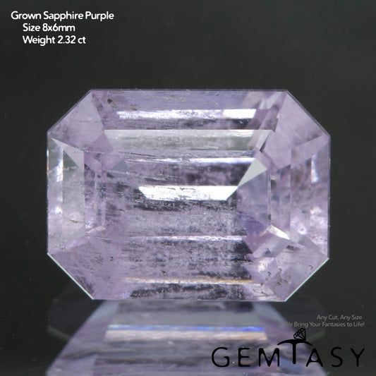 Piedra tallada - Zafiro Violeta Czochralski (Extraído) cultivado en laboratorio, facetado Octágono 8x6mm 2,32-2,51 ct