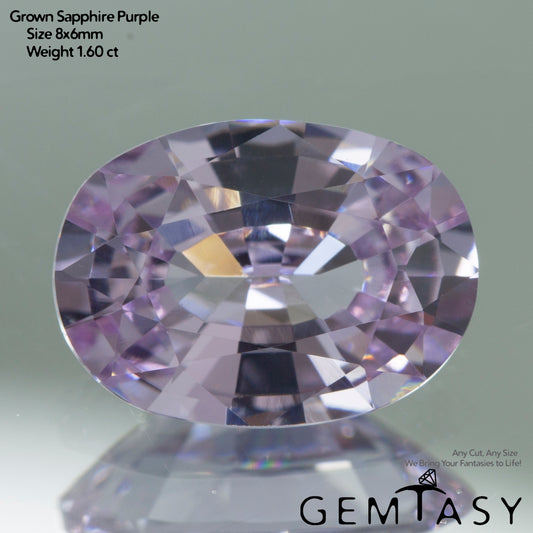 Piedra tallada - Zafiro Violeta Czochralski (Extraído) cultivado en laboratorio, facetado Ovalada 8x6mm 1,60-2,01 ct