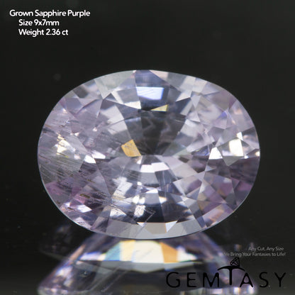 Piedra tallada - Zafiro Violeta Czochralski (Extraído) cultivado en laboratorio, facetado Ovalada 9x7mm 2,36-3,05 ct