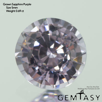 Piedra tallada - Zafiro Violeta Czochralski (Extraído) cultivado en laboratorio, facetado Redondo 5mm 0,69-0,81 ct