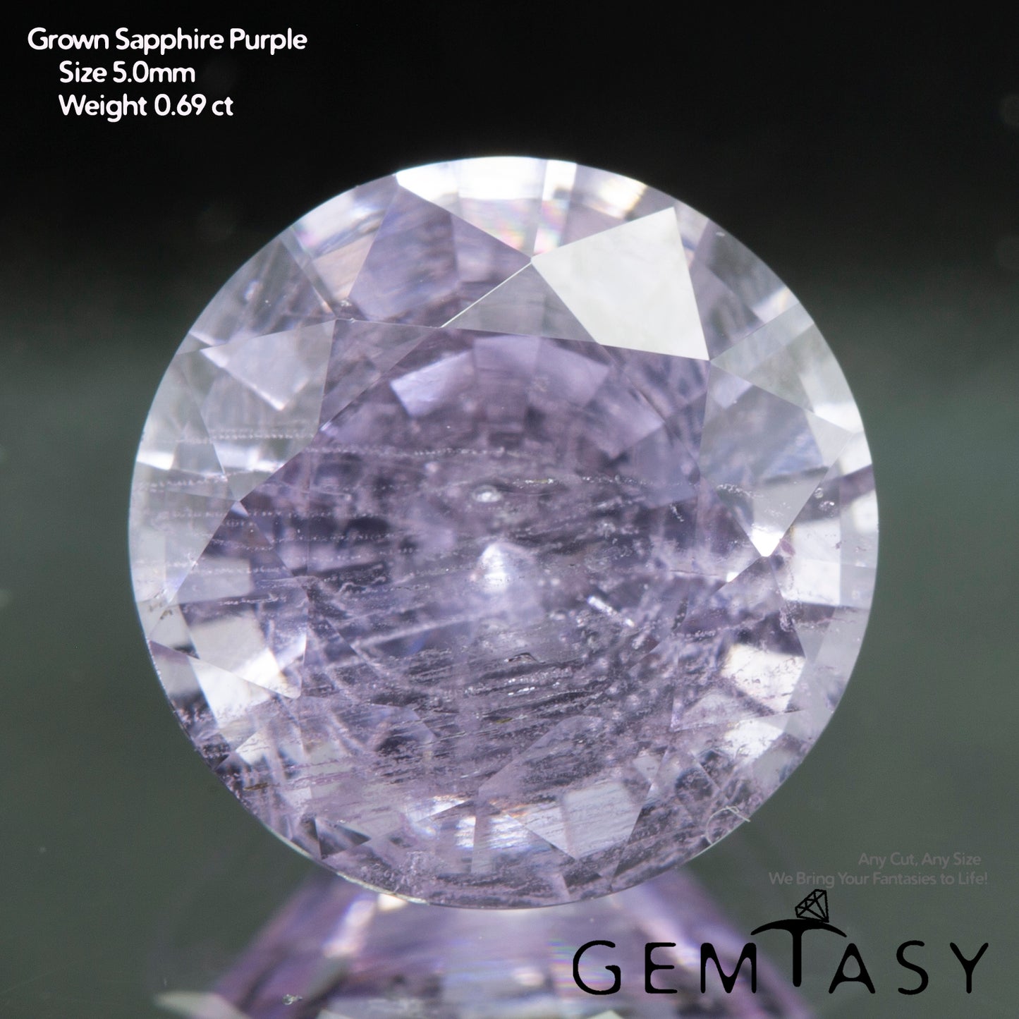 Piedra tallada - Zafiro Violeta Czochralski (Extraído) cultivado en laboratorio, facetado Redondo 5mm 0,58-0,74 ct