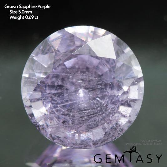 Piedra tallada - Zafiro Violeta Czochralski (Extraído) cultivado en laboratorio, facetado Redondo 5mm 0,58-0,74 ct