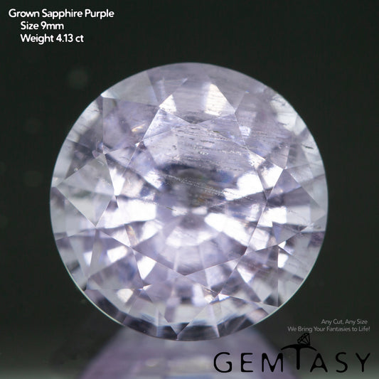 Piedra tallada - Zafiro Violeta Czochralski (Extraído) cultivado en laboratorio, facetado Redondo 9mm 4,13-4,89 ct