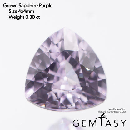 Piedra tallada - Zafiro Violeta Czochralski (Extraído) cultivado en laboratorio, facetado Trillante 4x4mm 0,30-0,42 ct