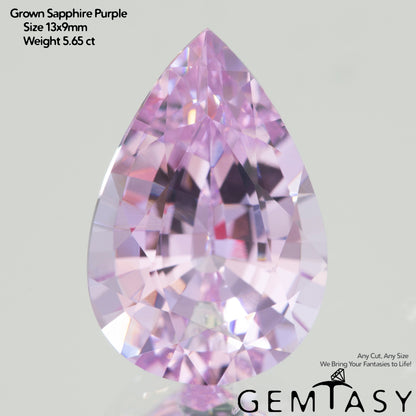 Piedra tallada - Zafiro Violeta Czochralski (Extraído) cultivado en laboratorio, facetado Pera 13x9mm 5,65-6,31 ct