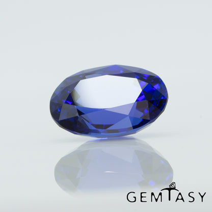 Cut stone - Sapphire Royal Blue Czochralski (Pulled) lab grown, facet Oval 13x10mm 7.15ct