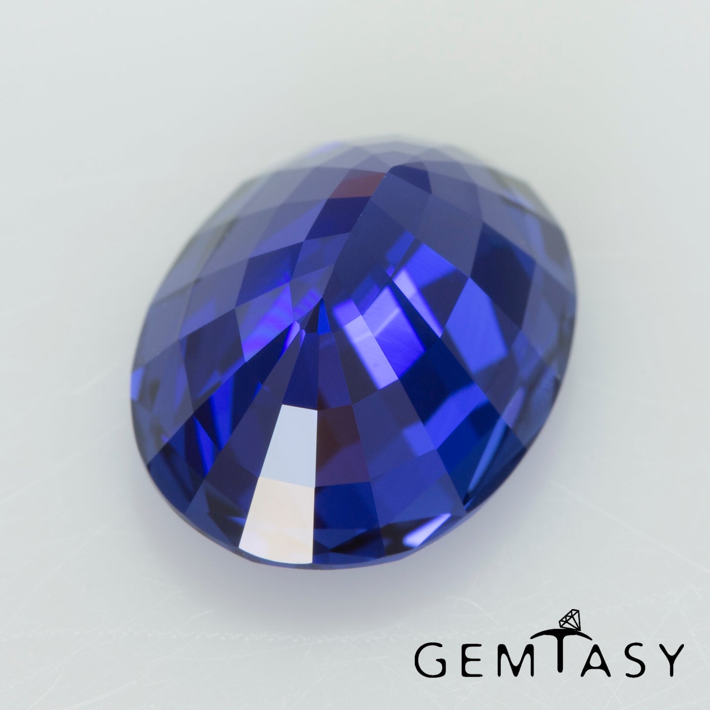 Cut stone - Sapphire Royal Blue Czochralski (Pulled) lab grown, facet Oval 13x10mm 7.15ct