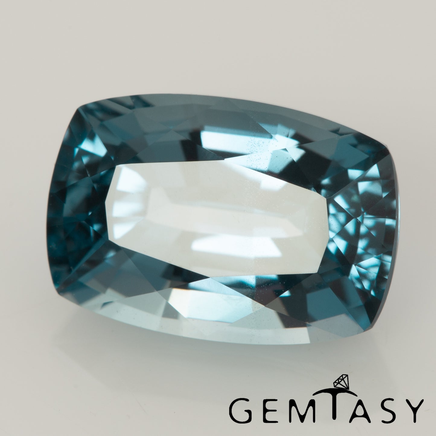 Cut stone - Sapphire Steel Blue Montana Czochralski (Pulled) lab grown, facet Cushion 13x9mm 7.47ct