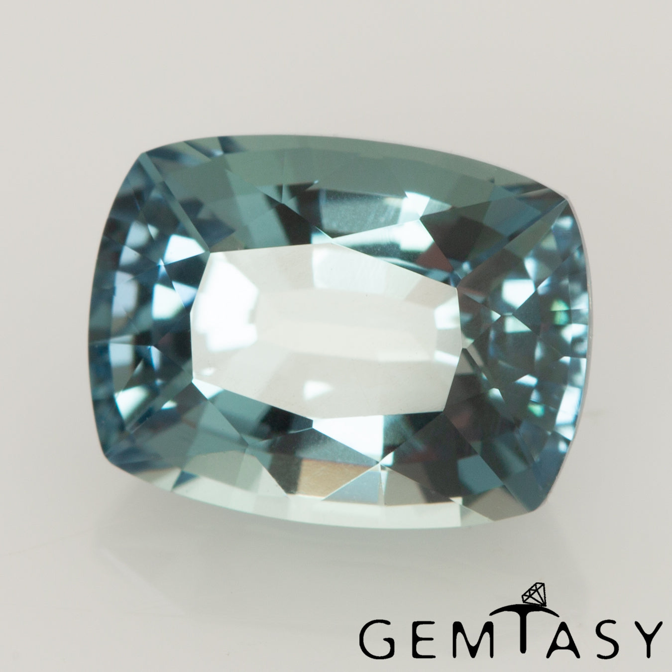 Cut stone - Sapphire Teal Montana Czochralski (Pulled) lab grown, facet Cushion 9x7mm 2.84-3.2ct
