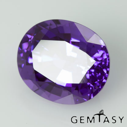 Pierre taillée - Saphir Violet Czochralski (Tiré) cultivé en laboratoire, facette Ovale 12x10mm 6,63ct