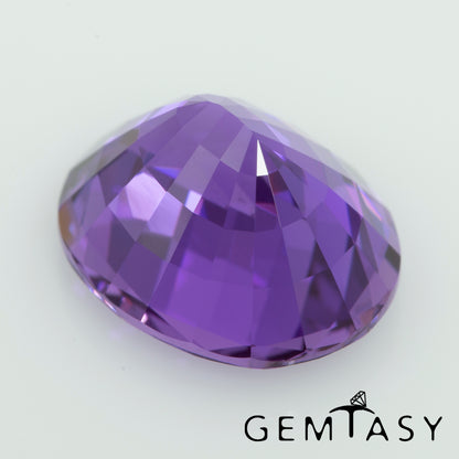 Pierre taillée - Saphir Violet Czochralski (Tiré) cultivé en laboratoire, facette Ovale 12x10mm 6,63ct