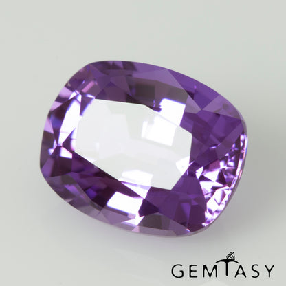 Cut stone - Sapphire Violet Czochralski (Pulled) lab grown, facet Cushion 9x7mm 2.82ct