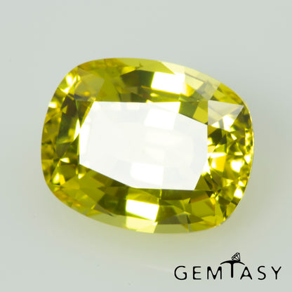 Pierre taillée - Saphir Jaune Czochralski (Tiré) cultivé en laboratoire, facette Coussin 10x8mm 4.05ct