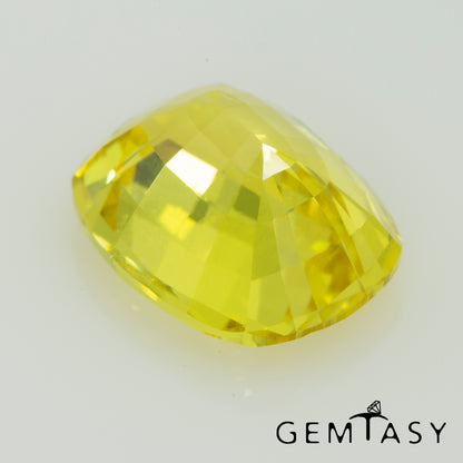 Cut stone - Sapphire Yellow Czochralski (Pulled) lab grown, facet Cushion 10x8mm 4.05ct