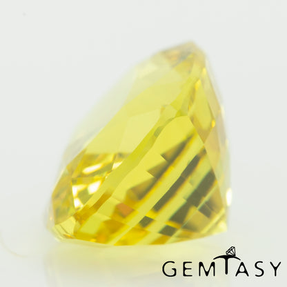 Cut stone - Sapphire Yellow Czochralski (Pulled) lab grown, facet Cushion 11x9mm 5.97ct