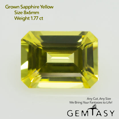 Pierre taillée - Saphir Jaune Czochralski (Tiré) cultivé en laboratoire, facette Octogone 6x4mm 0.63ct