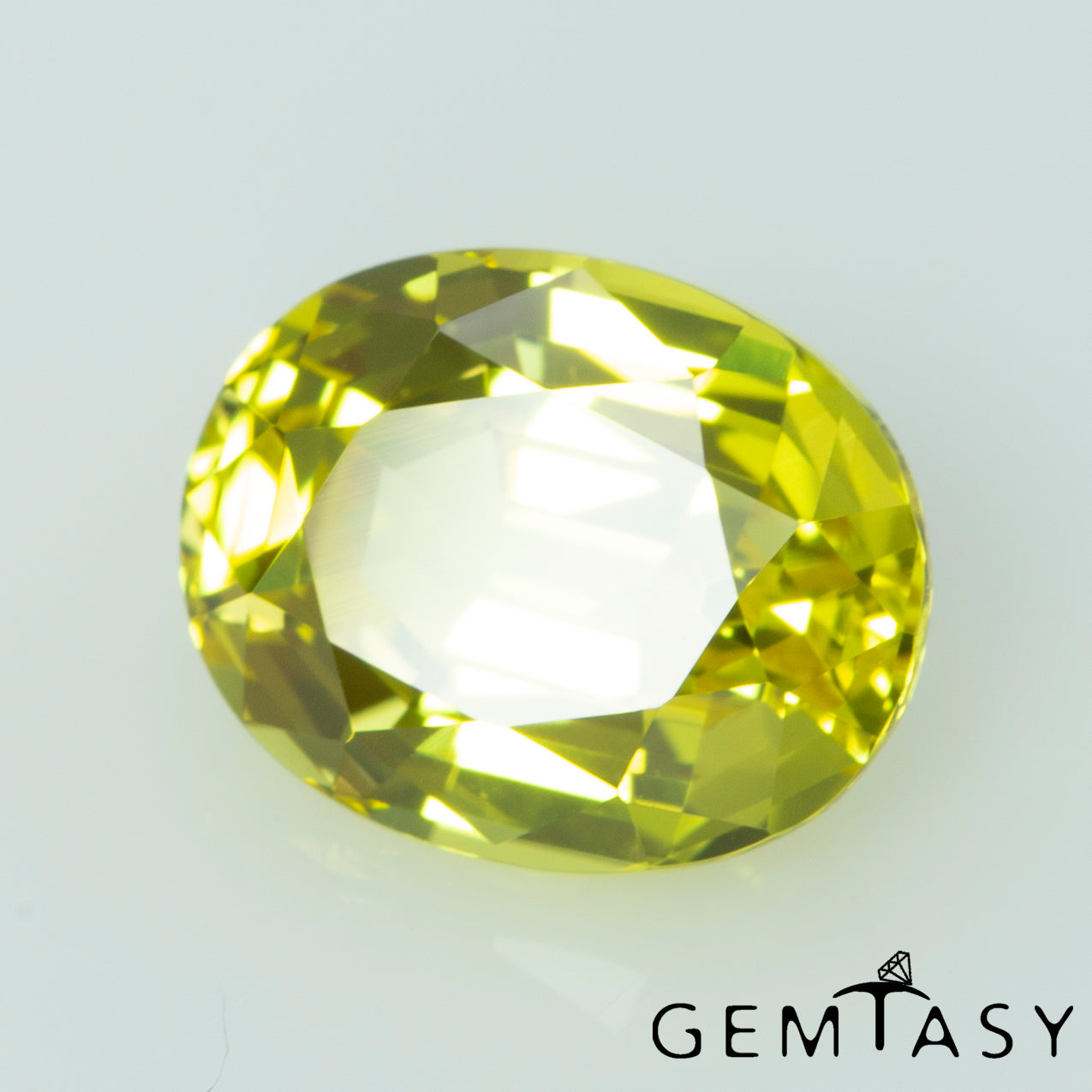 Pierre taillée - Saphir Jaune Czochralski (Tiré) cultivé en laboratoire, facette Ovale 10x8mm 4.23ct