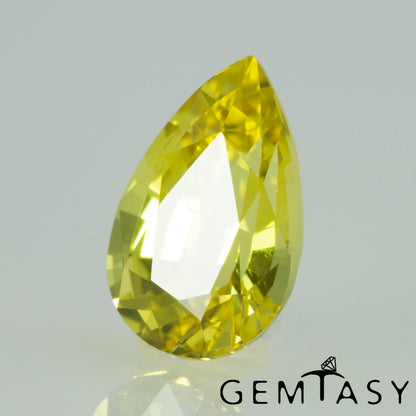 Cut stone - Sapphire Yellow Czochralski (Pulled) lab grown, facet Pear 9x6mm 1.81ct