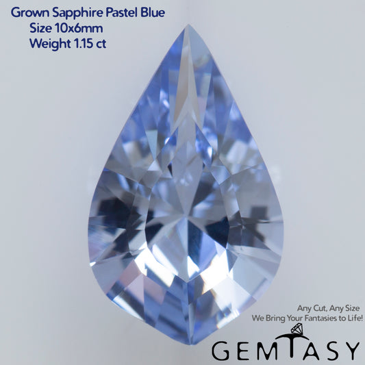 Cut stone - Sapphire Light Blue Czochralski (Pulled) lab grown, facet Fancy Arrow 10x6mm 1.15ct