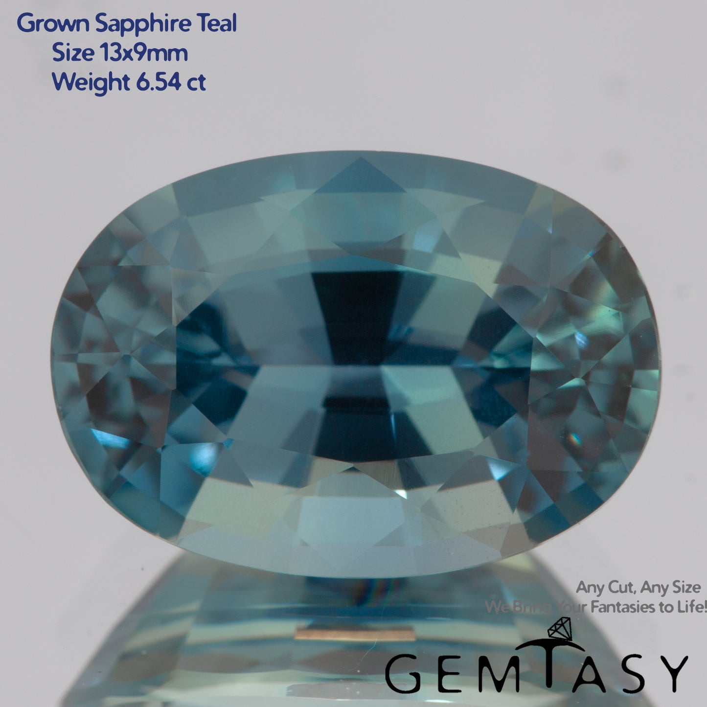 Cut stone - Sapphire Steel Blue Montana Czochralski (Pulled) lab grown, facet Oval 13x9mm 6.12-7.15ct